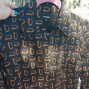 J. Peterman Black and Orange Casual Button Down Shirt dress